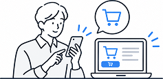対象ショップで買い物をする男性