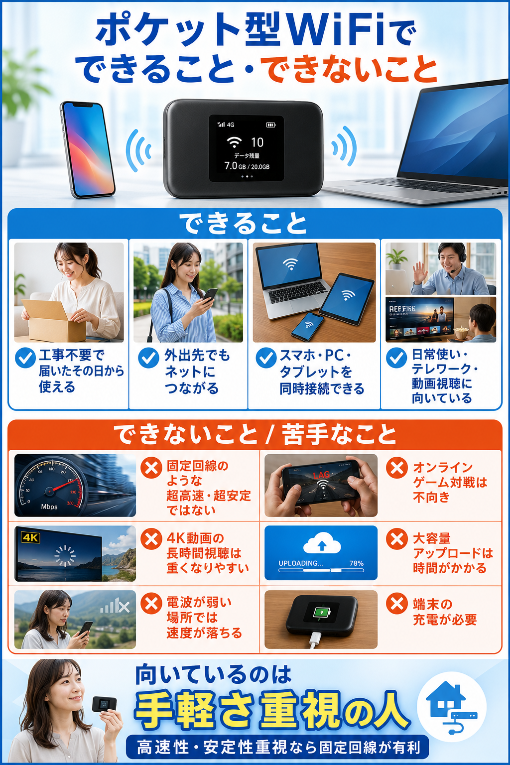 ポケット型WiFiでできること・できないこと