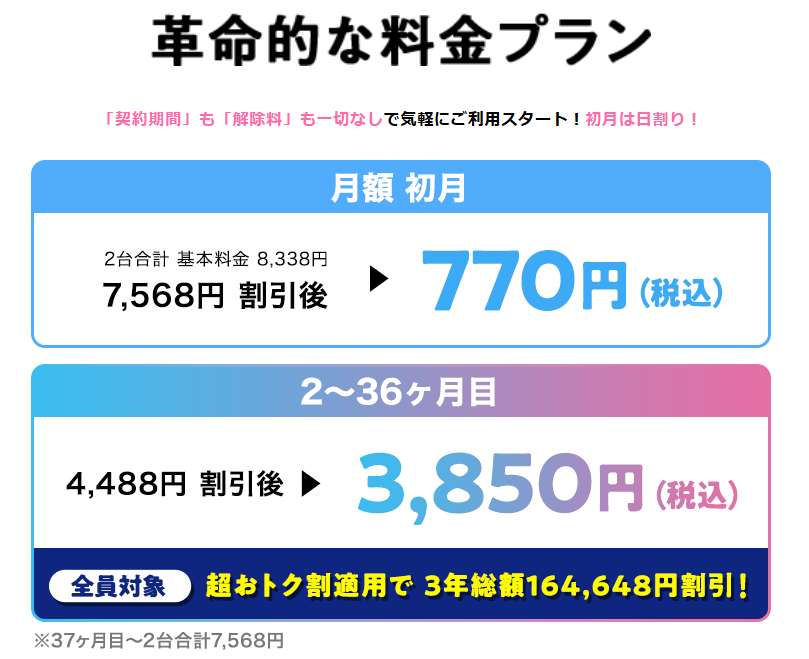 Wi-Fi革命セットの支払イメージ