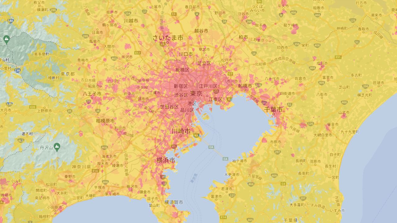 東京近郊の地図