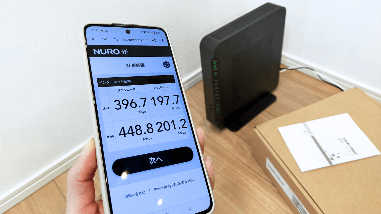 NURO光のスピードテスト結果