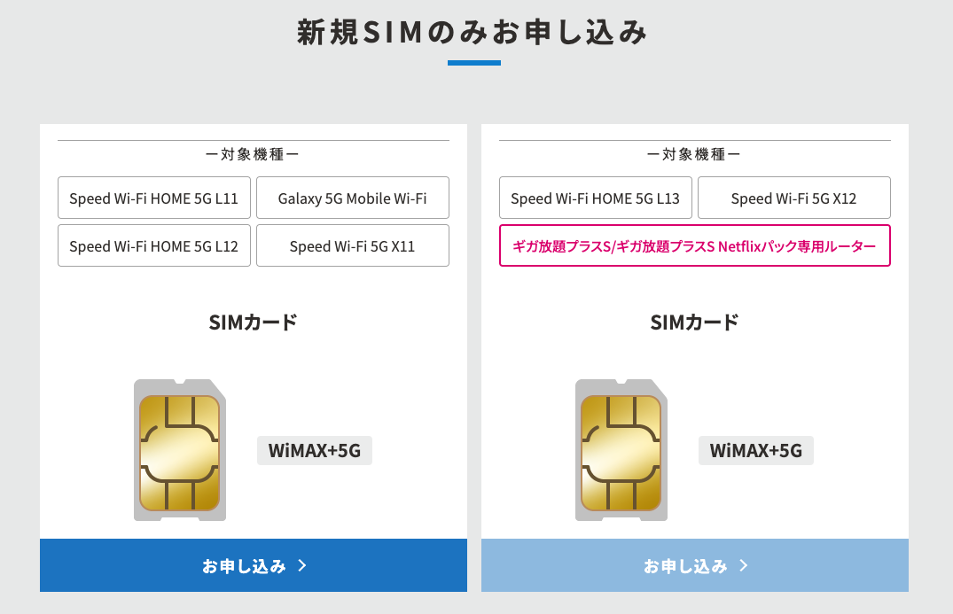 新規SIMのみ契約