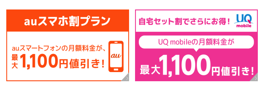 auとUQモバイルのスマホセット割